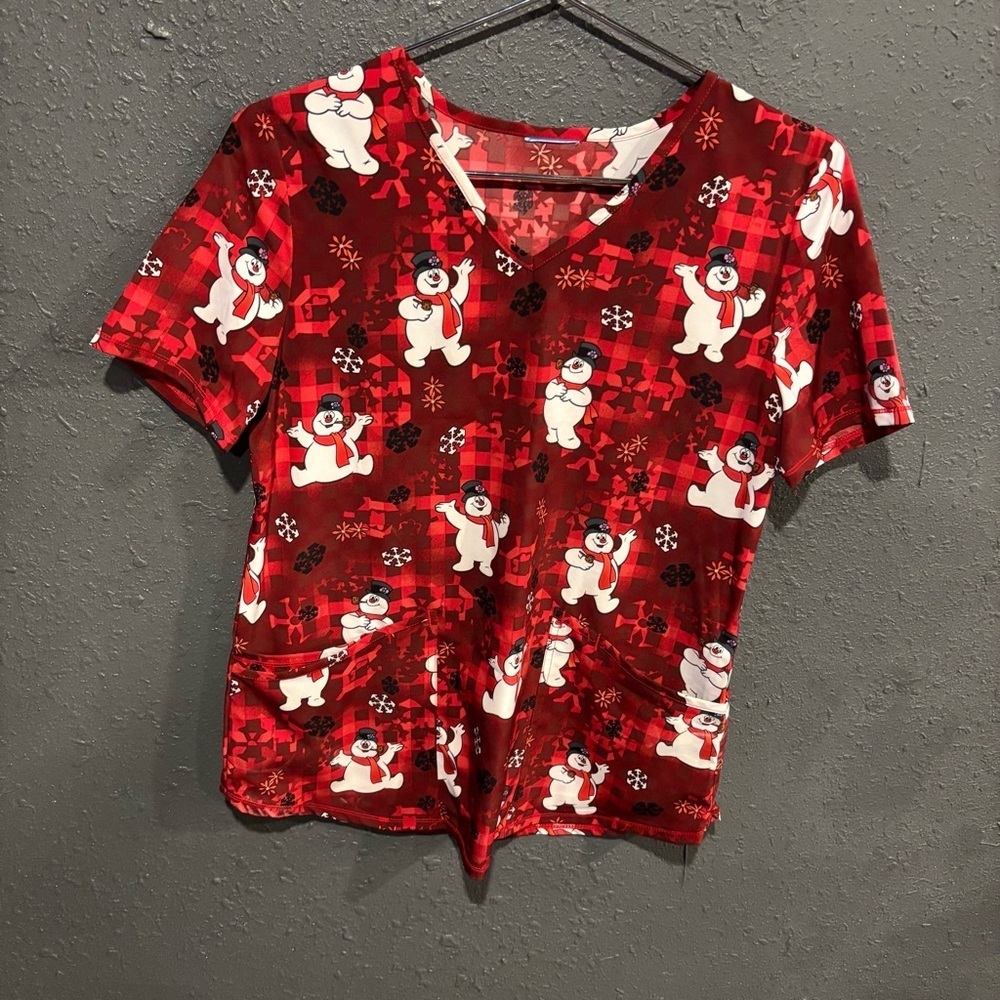 Red Fristy the Snowman Scrub Top